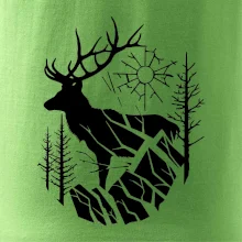 Jeleň v lese krivky