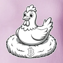 Kurča sediace na bitcoinovom hniezde