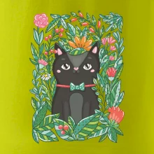 Mačka s kvetmi maľované