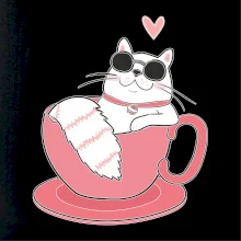 Hustá mačka v hrnčeku