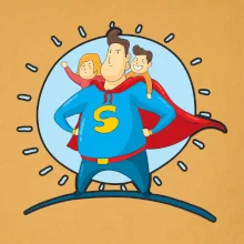 Táta superman - dievča a chlapec