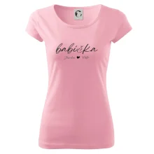 Babička Tričko s menami detí písacie písmo