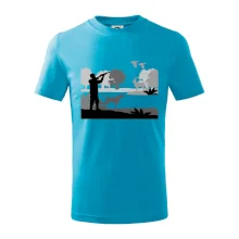 Lovec a stavač v lese