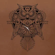 Steampunk sova čiernobiela