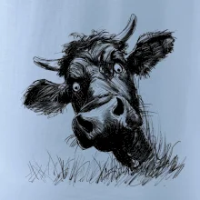 Čiernobiela karikatúra čierna krava hlava