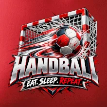 Hádzanárska lopta v bránke eat sleep repeat