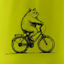 Tučná mačka na bicykli