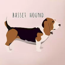 Basset hound pes s nápisom