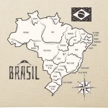 Brazília mapa s názvami regiónov