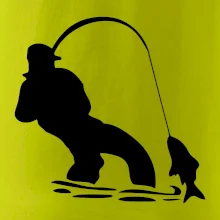 Rybár ťahajúce rybu