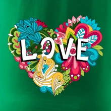 Love nápis květovaný