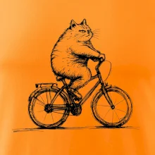 Tučná mačka na bicykli