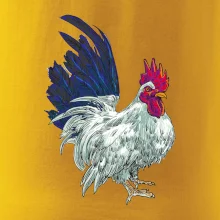 Kohút kreslený biely