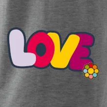 Love nápis s kvetinou