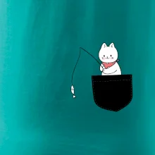 Mačka s rybou vo vrecku