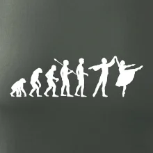 Evolúcia tanec - muž a žena so sukňou