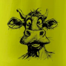 Čiernobiela karikatúra svetlá krava hlava