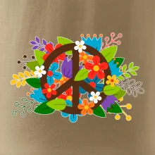 Peace symbol prerastený kvetinami