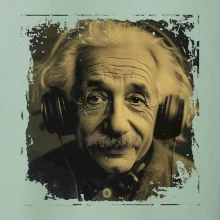 Albert Einstein so slúchadlami