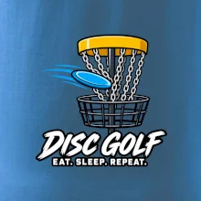 Discgolfový kôš s letiacim diskom eat sleep repeat