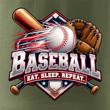 Baseballová pálka s rukavicou eat sleep repeat