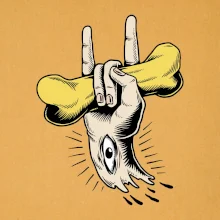 Rocková ruka kosť a oko