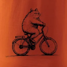 Tučná mačka na bicykli