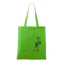 Kreslený rybár na pni