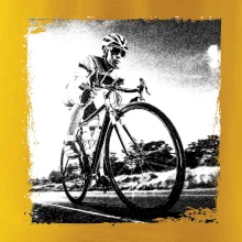 Cyklista čiernobiela cesta