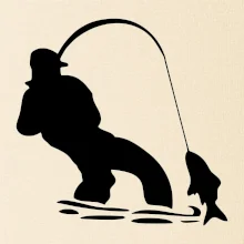 Rybár ťahajúce rybu