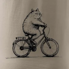 Tučná mačka na bicykli