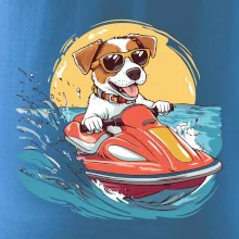 Jack russell teriér na vodnom skútri