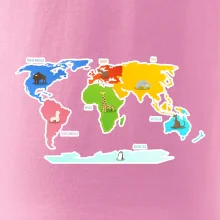 Svetové kontinenty s názvami a zvieratkami