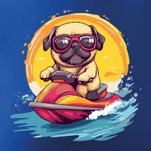 Mops na vodnom skútri