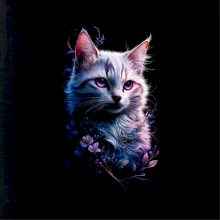 Biela mačka a kvety