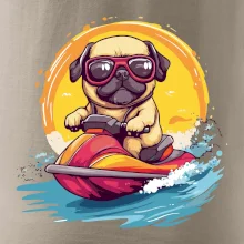 Mops na vodnom skútri