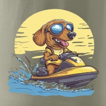 Jazvečík na vodnom skútri