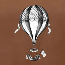 Teplovzdušný balón kreslený