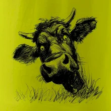 Čiernobiela karikatúra čierna krava hlava