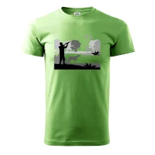 Lovec a stavač v lese