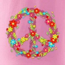 Peace symbol červené kvety