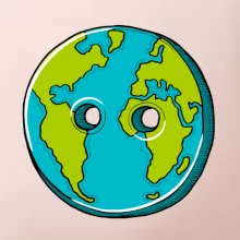 Planéta krajiny gombík (Pecka design)