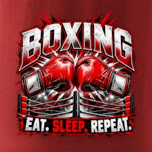 Boxerské rukavice v ringu eat sleep repeat
