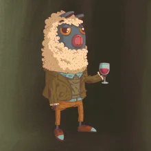 Alpaka s vínom muž