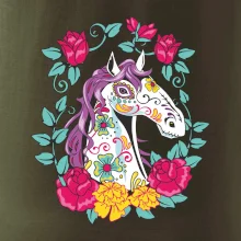 Kôň farebný s kvetinami