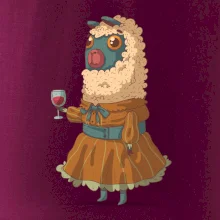 Alpaka s vínom žena