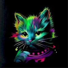 Kočka farebná se šálou