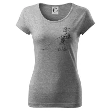 Kreslený rybár na pni