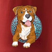 Americký staford kreslený v koliesku (Pecka design)