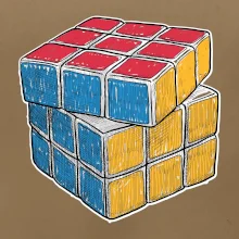 Rubikova kocka kreslená